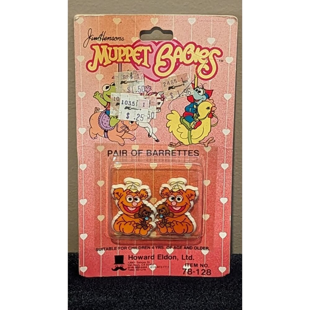 Vintage Jim Henson's Muppet Babies Fozzie Bear Hair Barrettes Howard Eldon Ltd